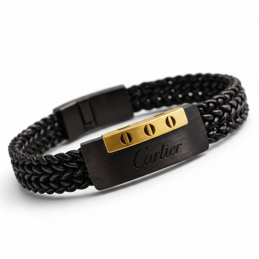 Cartier Black and Gold Bracelet For Men